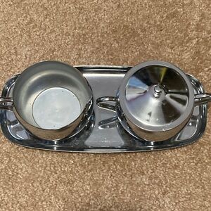 Vintage Chrome Sugar Bowl/Creamer Pitcher made by Milbern Creations I believe